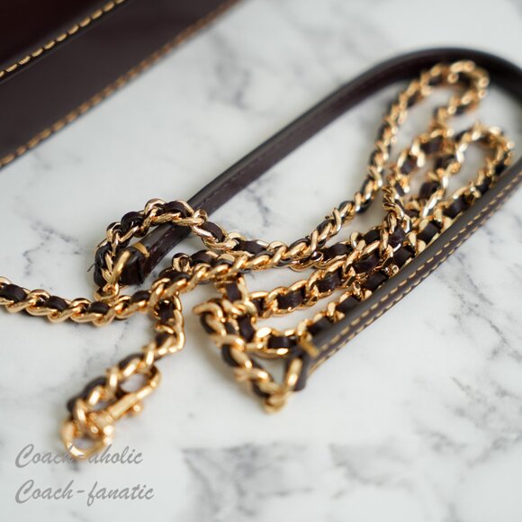 NWT Tory Burch Britten Smooth Leather Chain Wallet Crossbody in Tempranillo - Picture 4 of 11